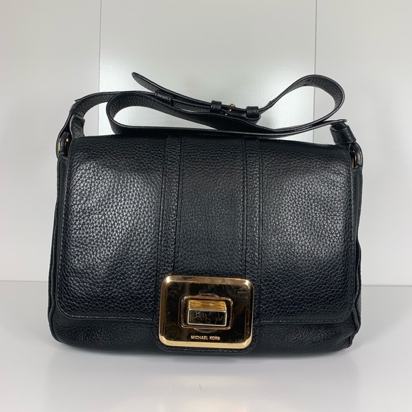 Authentic Michael Kors Black Pebbled Leather - Picture 1 of 2